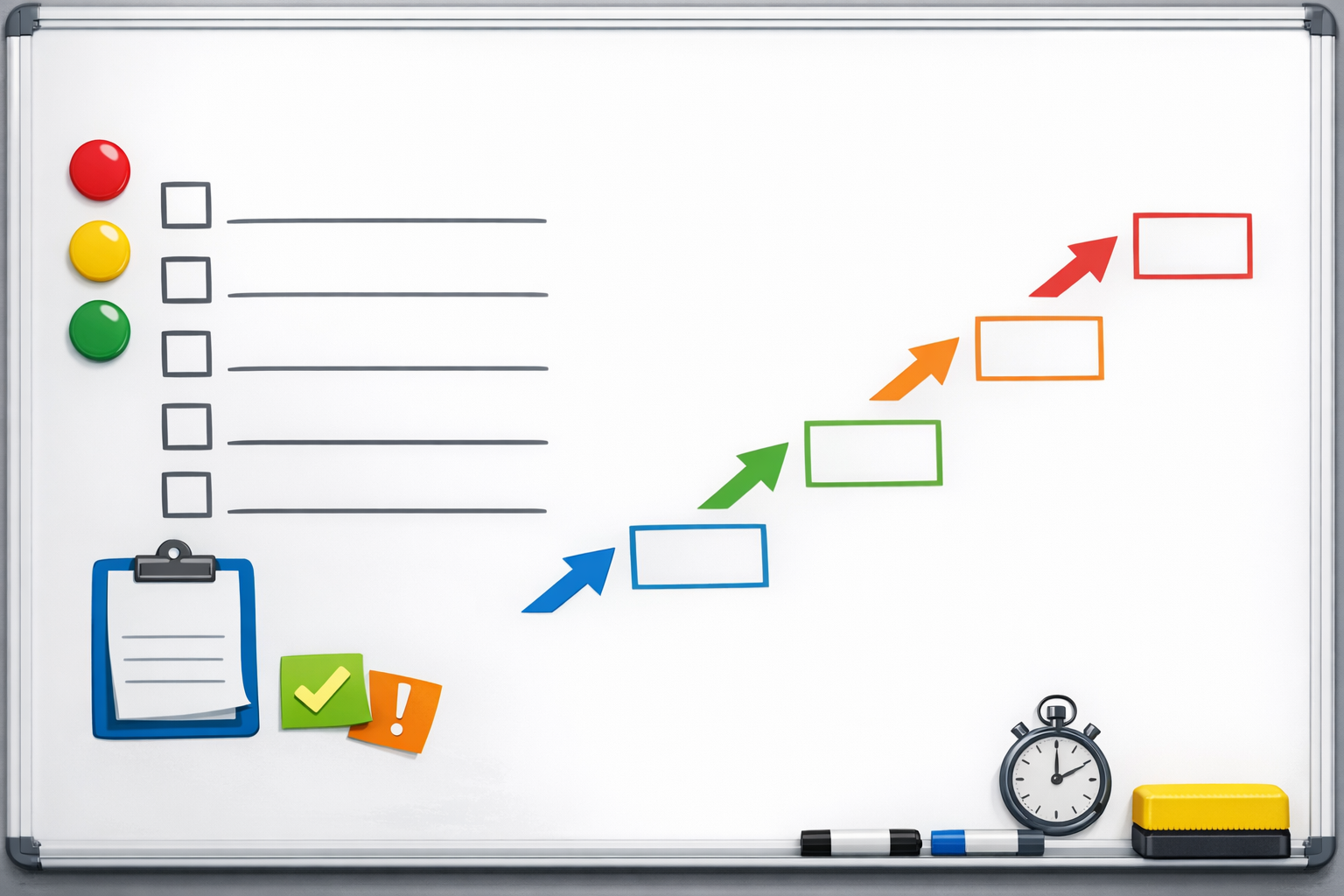 Checklist steps on whiteboard for automation