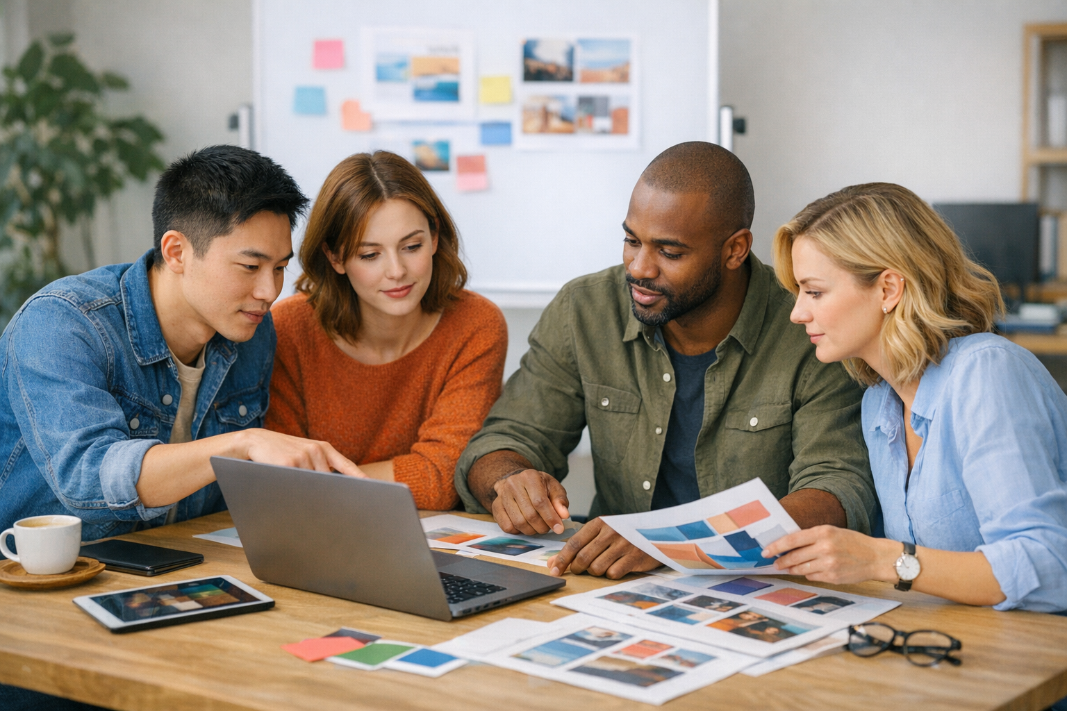 Team collaborating on content review