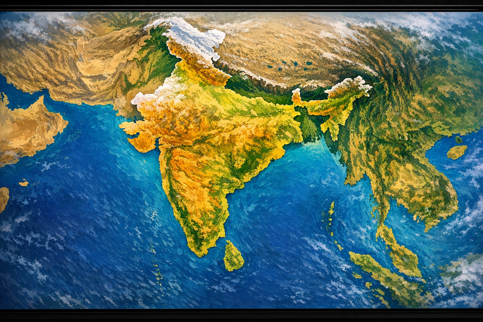 Digital map of India displayed on screen