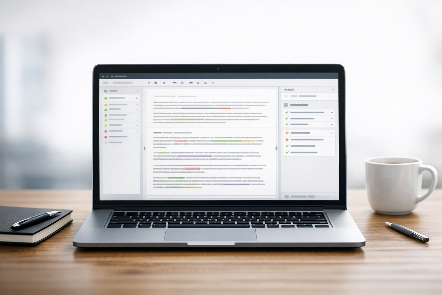 Laptop displaying SEO editing software
