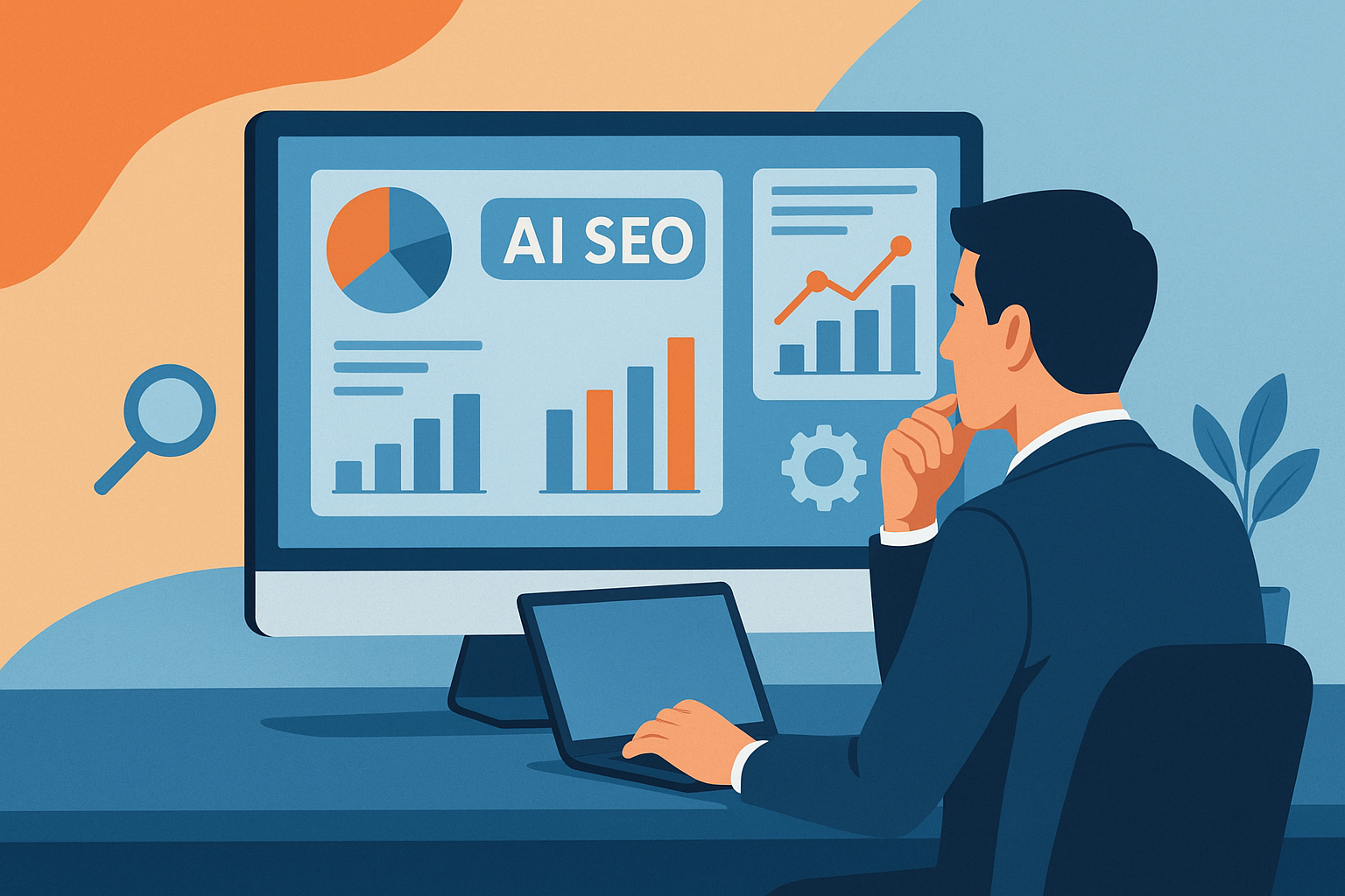 Marketer analyzing AI SEO insights