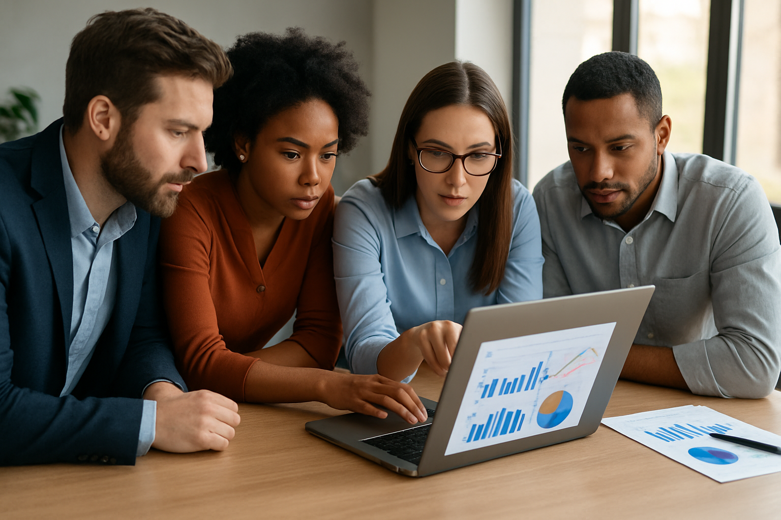 Team collaborating on data insights