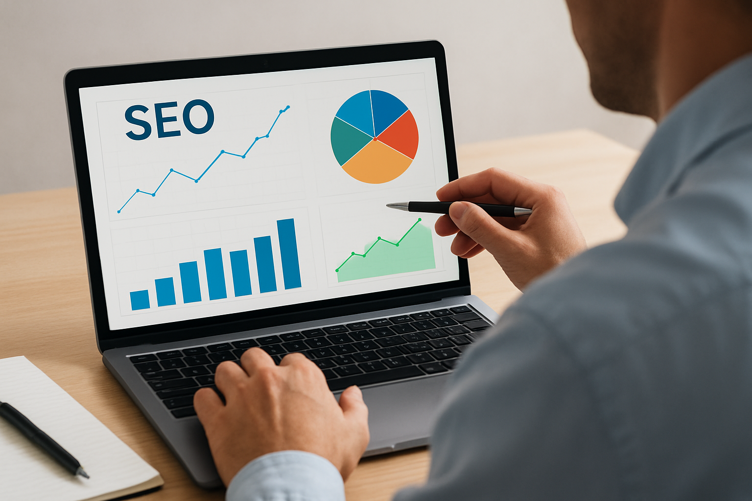 Analyst examining SEO performance metrics
