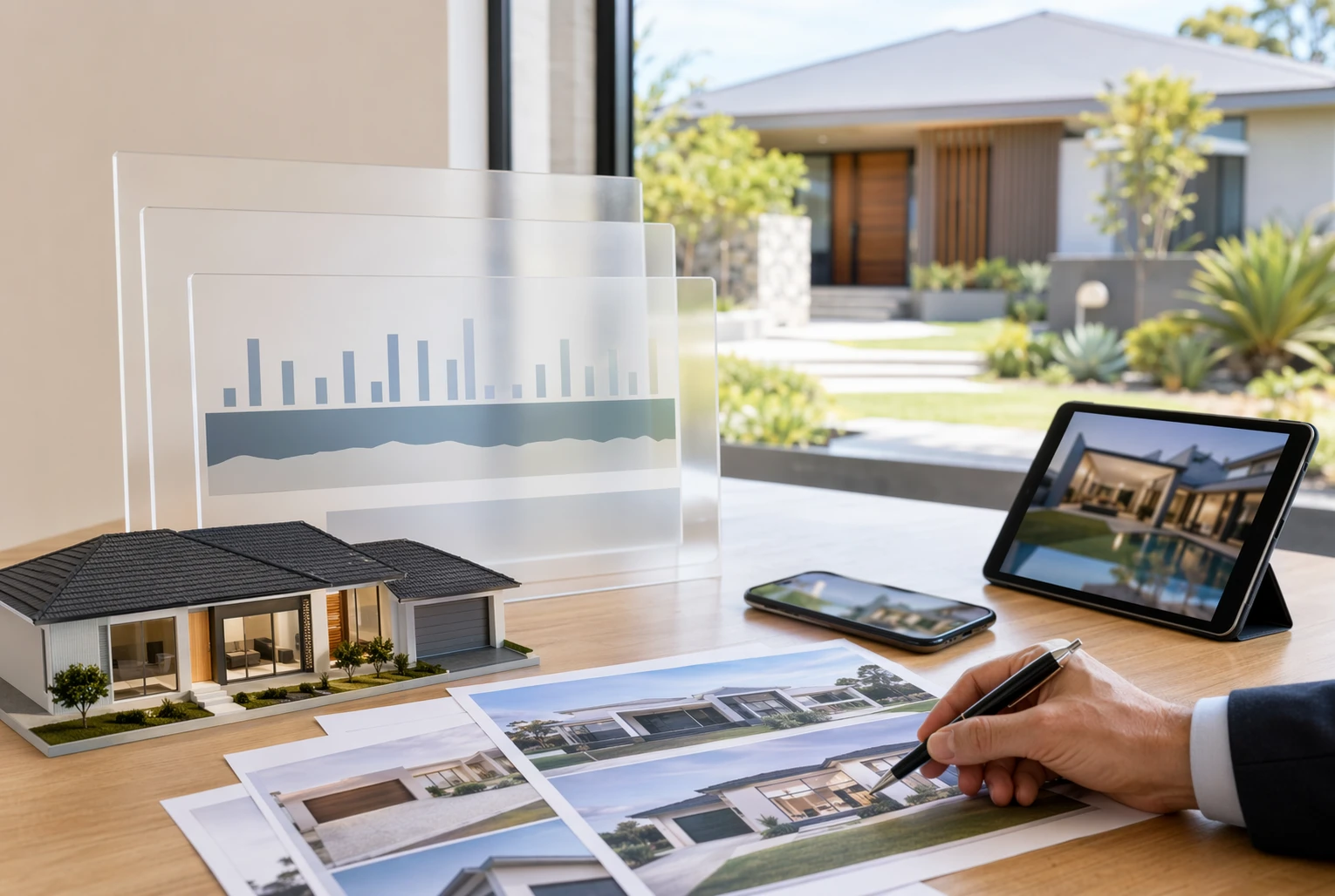 Modern real estate agent reviewing property appraisal data