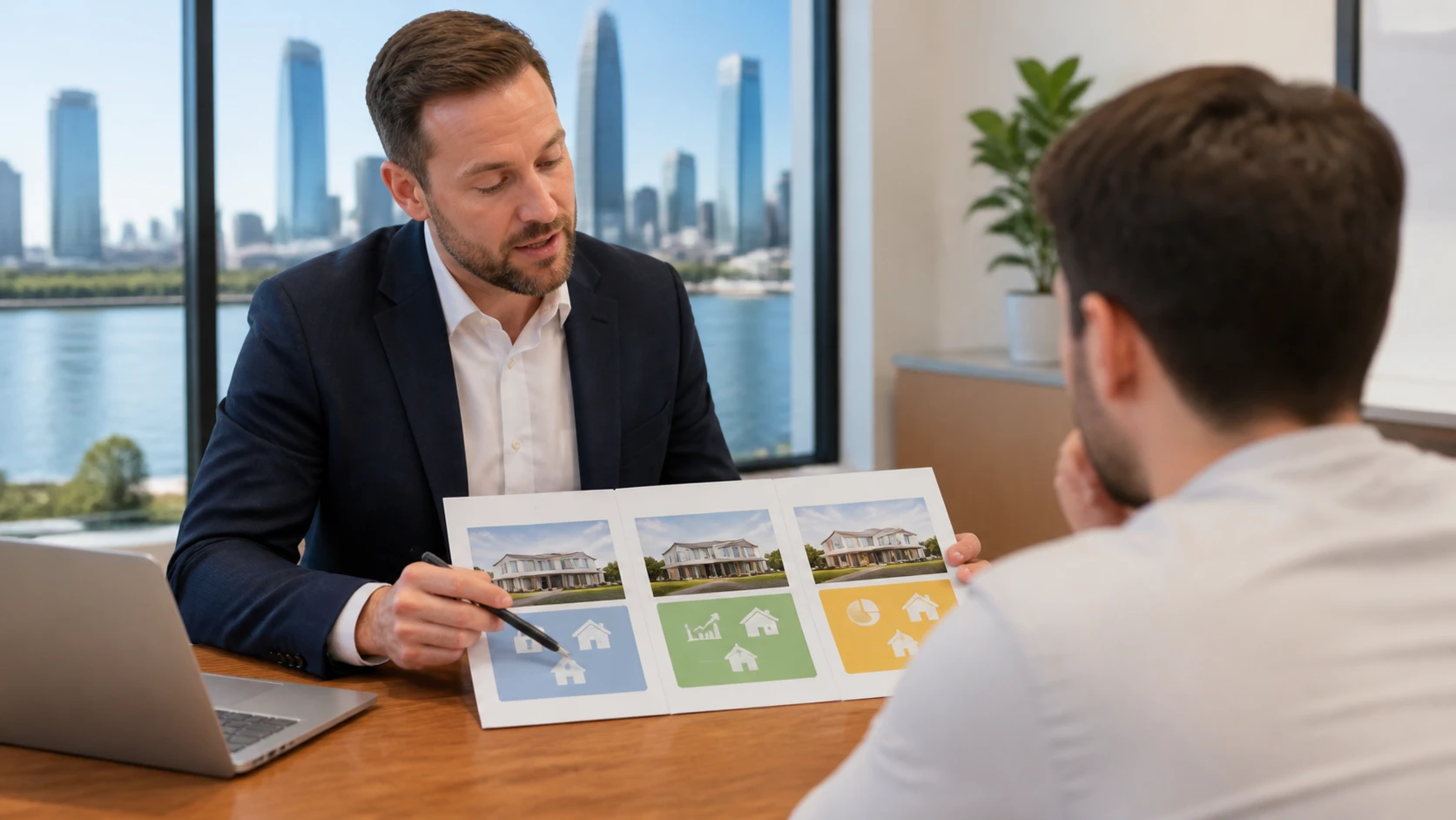 Perth mortgage broker reviewing loan options at office desk
