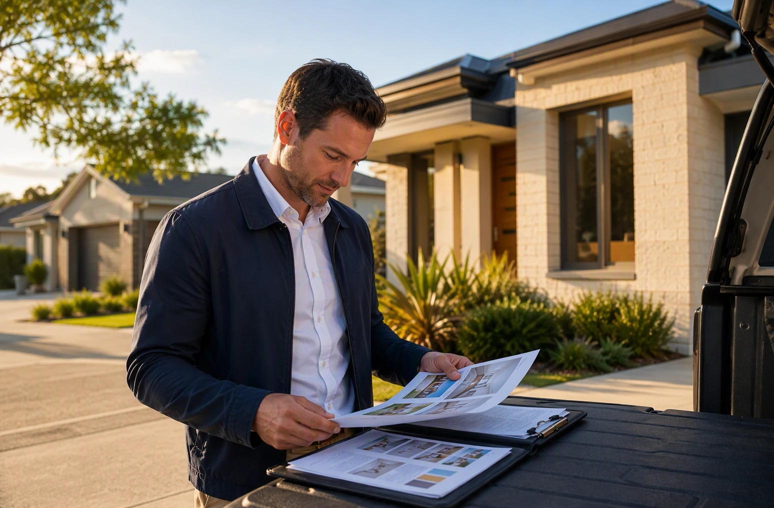 Property manager analyzing rising rental trends by a Perth home