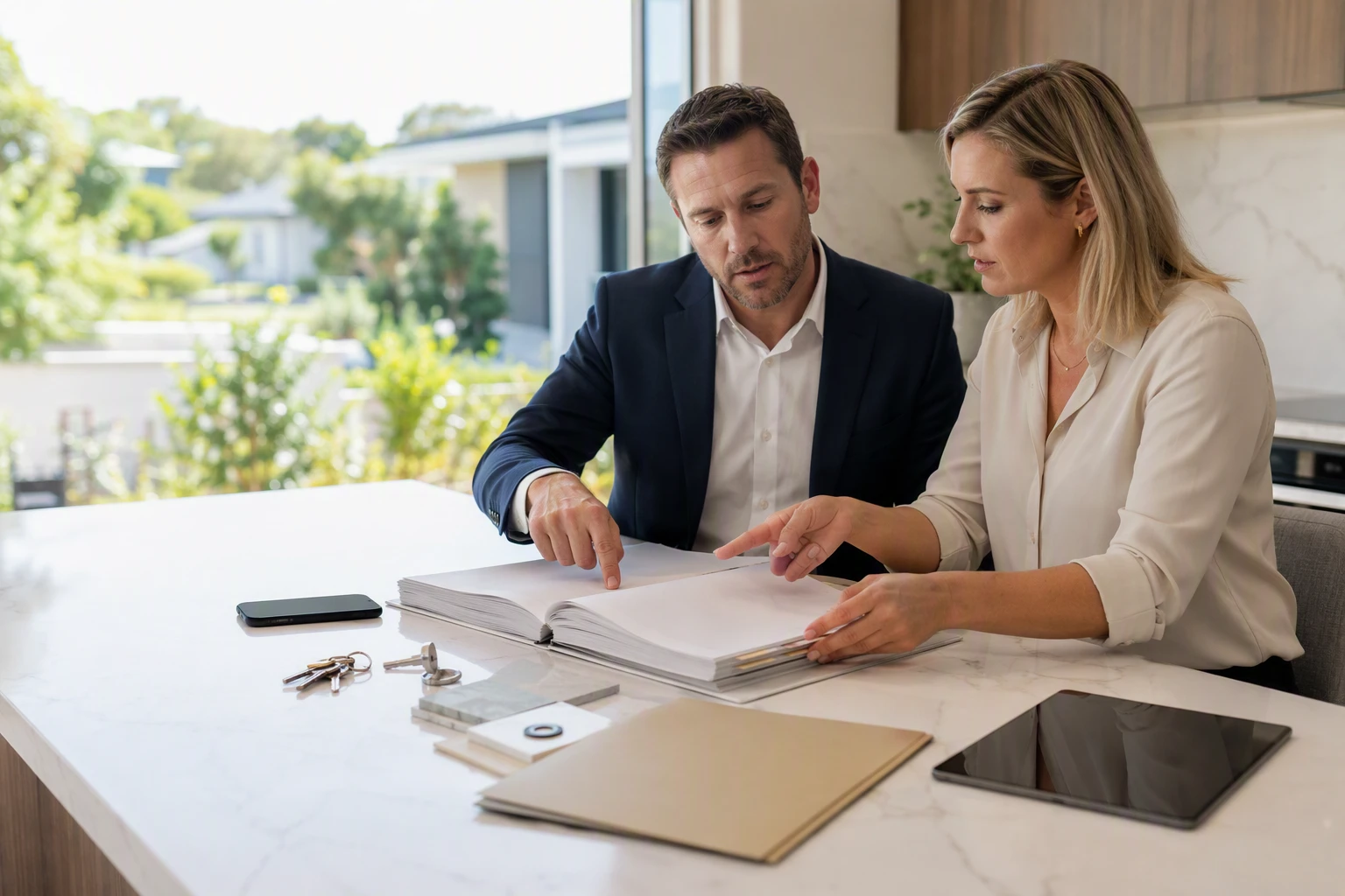 Landlord reviewing comprehensive property management agreement
