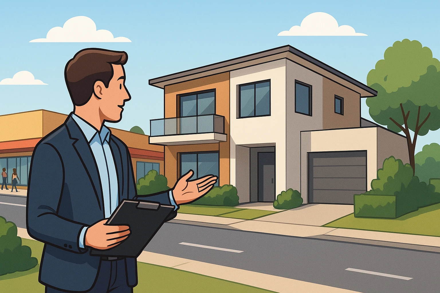Investor inspecting modern Cannington townhouse exterior