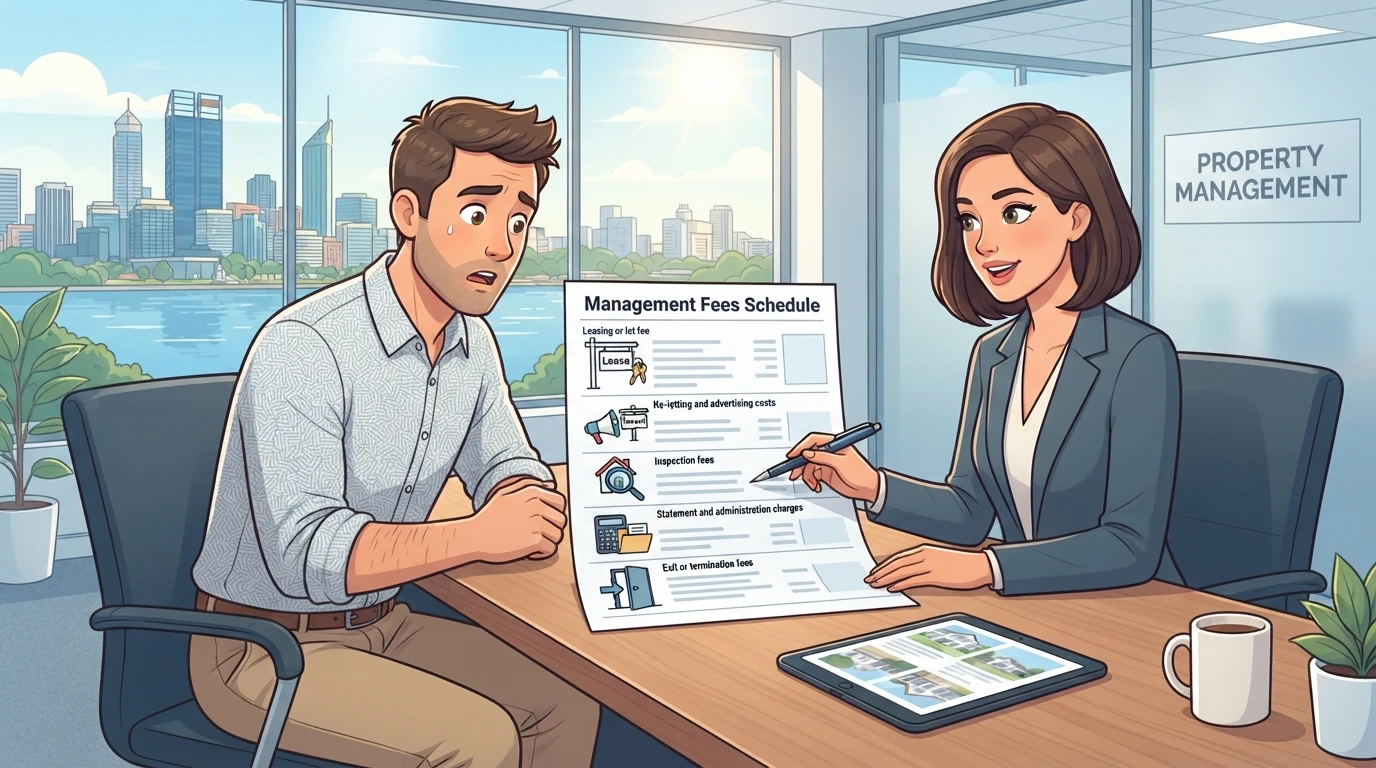 Landlord reviews fee schedule with Perth agent