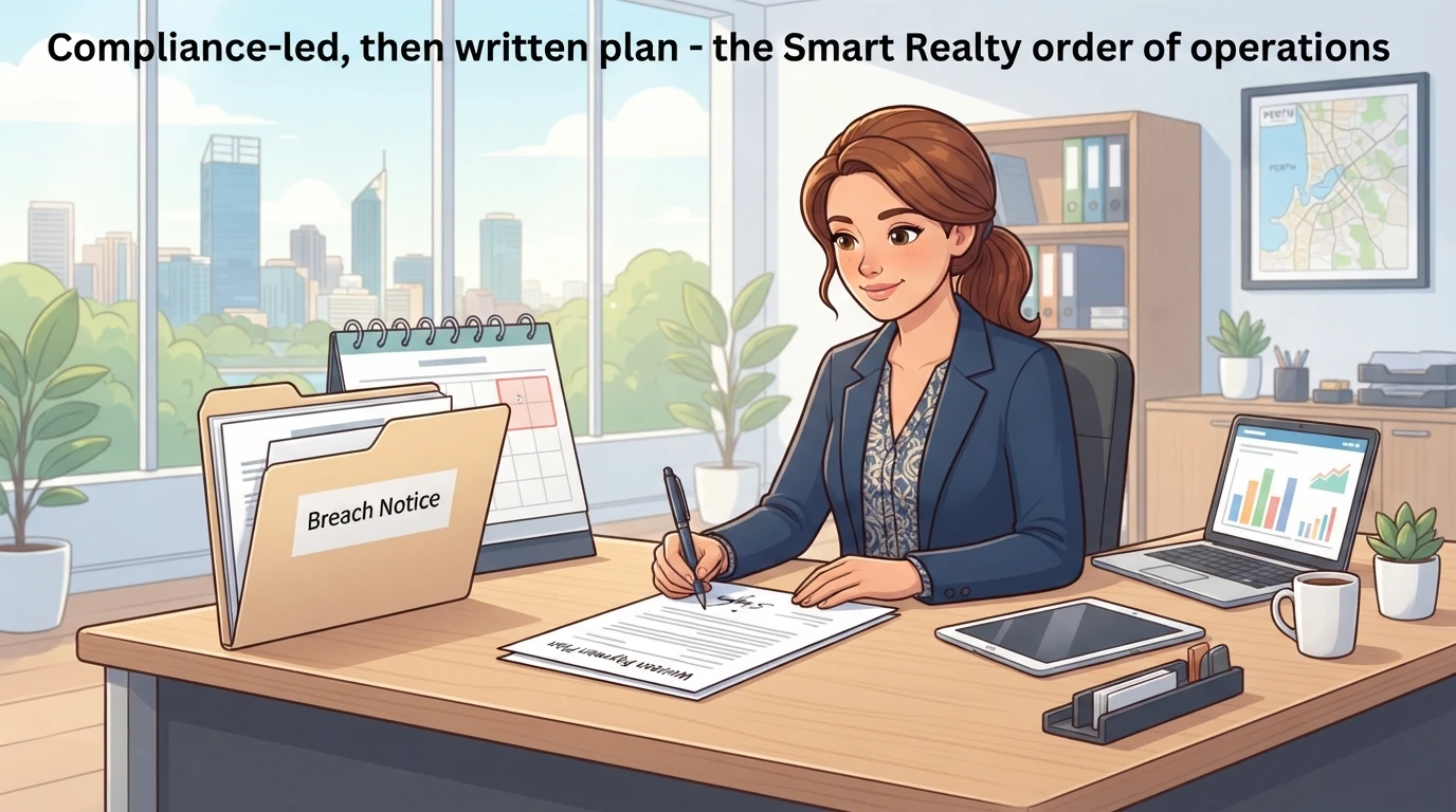 Property manager signs payment plan with breach notice folder