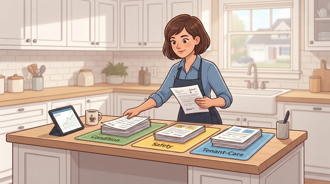 Property manager sorting checklist into color-coded columns