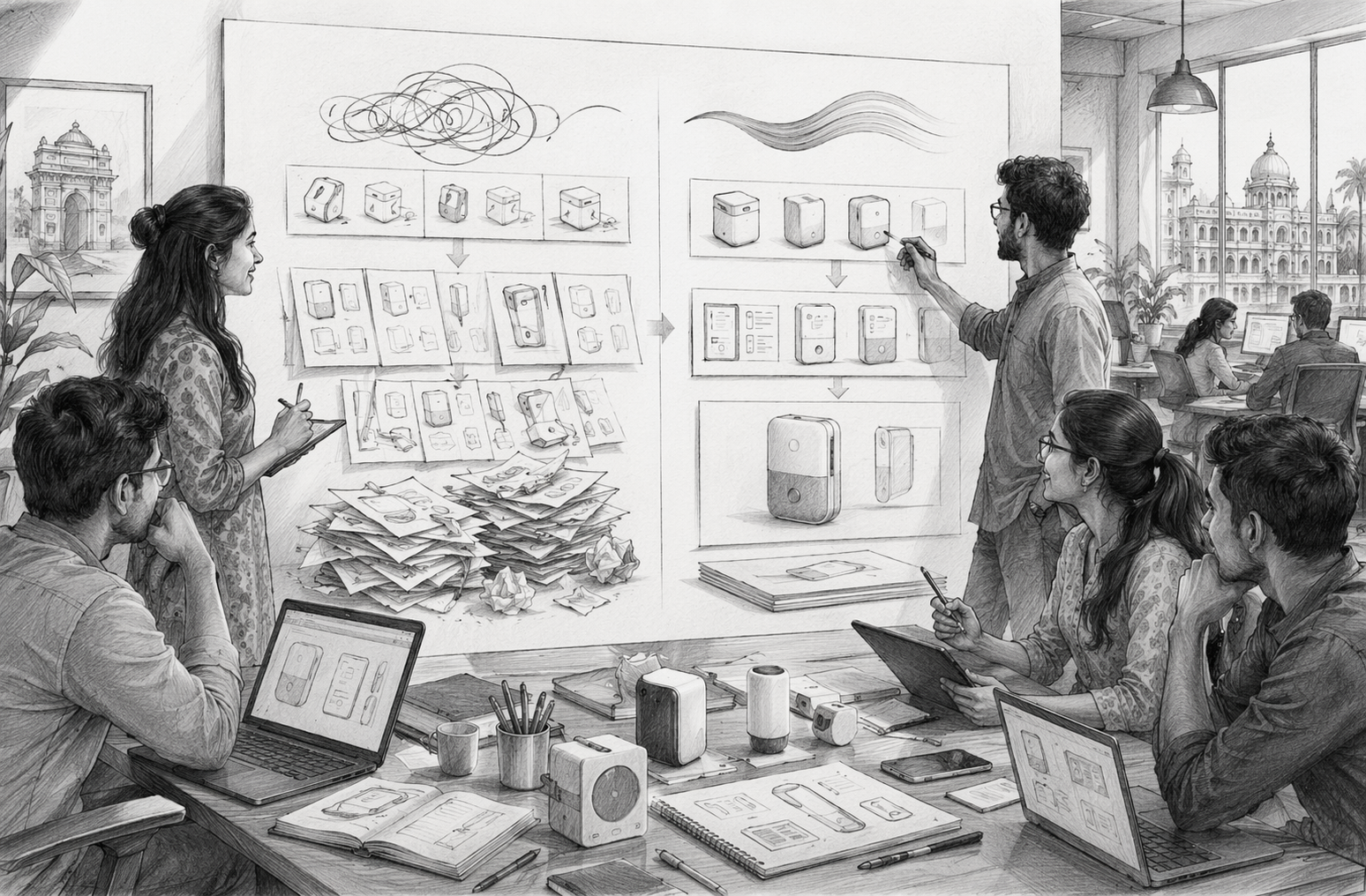 Indian product team reviewing AI-driven design iterations