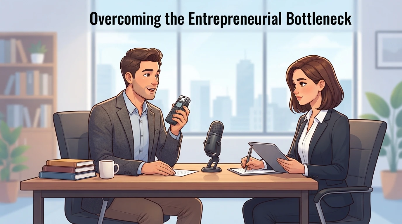 Founder speaking to ghostwriter during interview