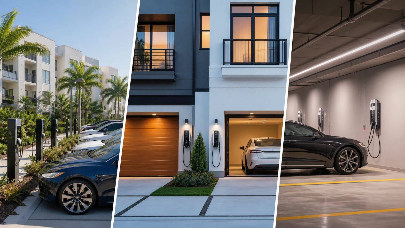 Boca Raton Apartment Communities Expand EV Charging 1 Modern apartment garage with integrated EV charging stations
