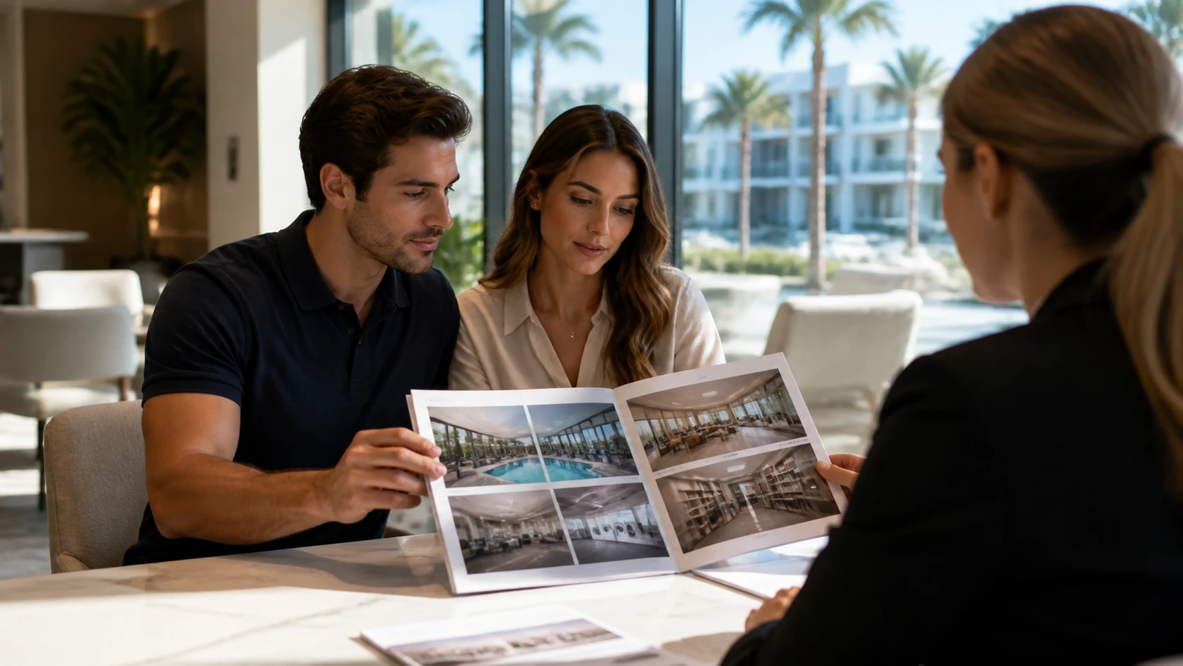 Luxury Apartments Boca: How to Compare Amenities and Fees 1 Couple reviewing apartment amenities at leasing office