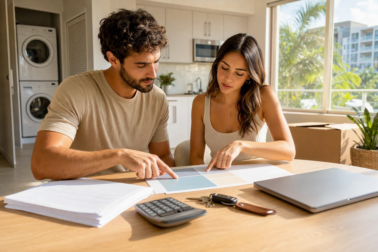 One-Bedroom Rentals in Boca Raton: What to Look For 6 Couple reviewing lease documents at kitchen table