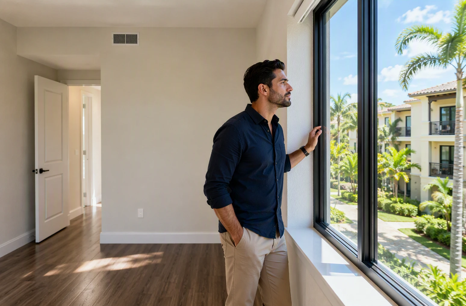 Quiet renter listening by bedroom window