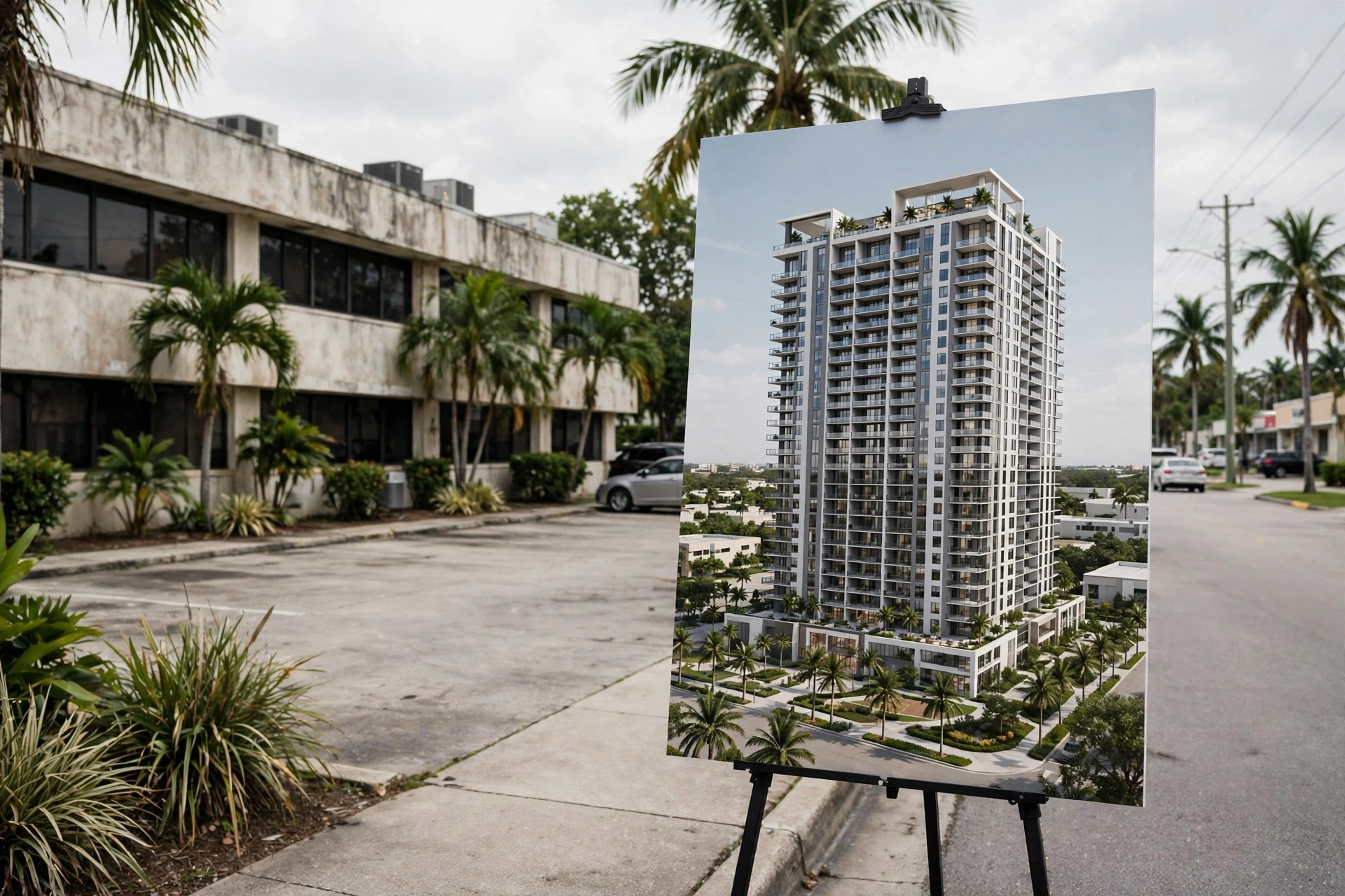 Boca Garden Communities Expand as New Rental Projects Move Forward 7 Proposed apartment tower beside older office building