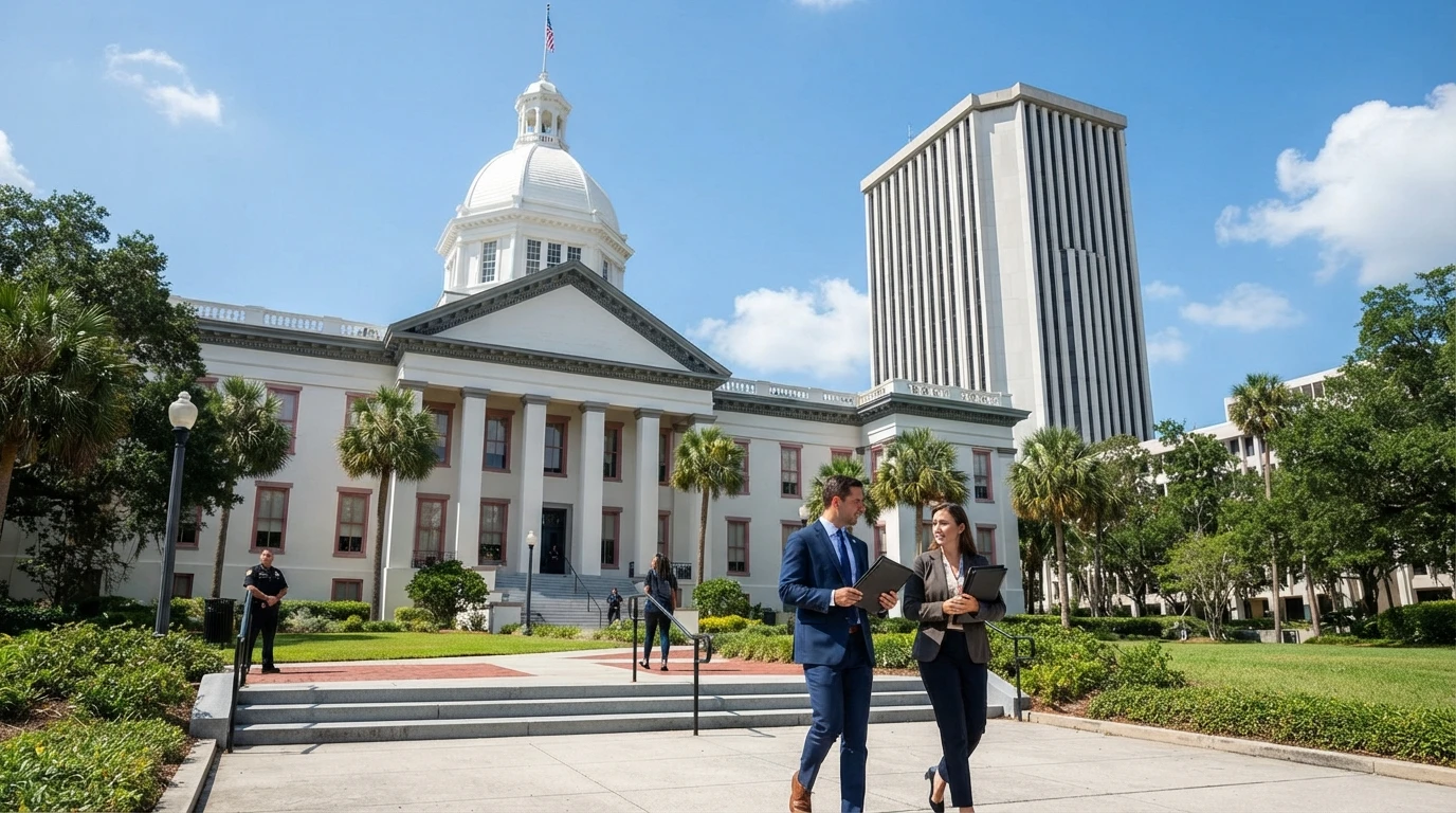 Florida State Capitol building under sunlight