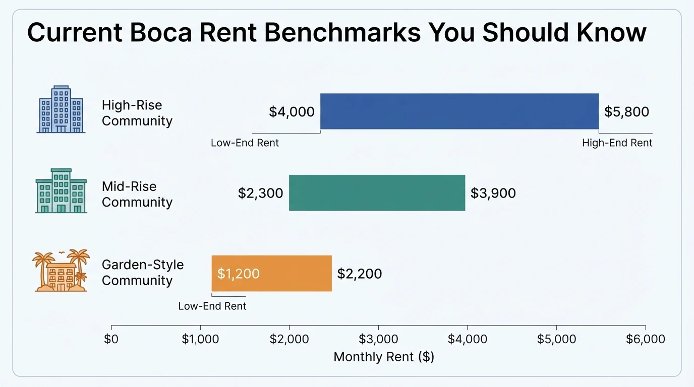 Bar chart comparing Boca Raton one-bedroom rent ranges