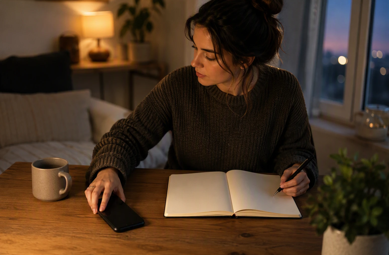 Journal and phone representing self-abandonment, people pleasing, boundaries, and emotional healing