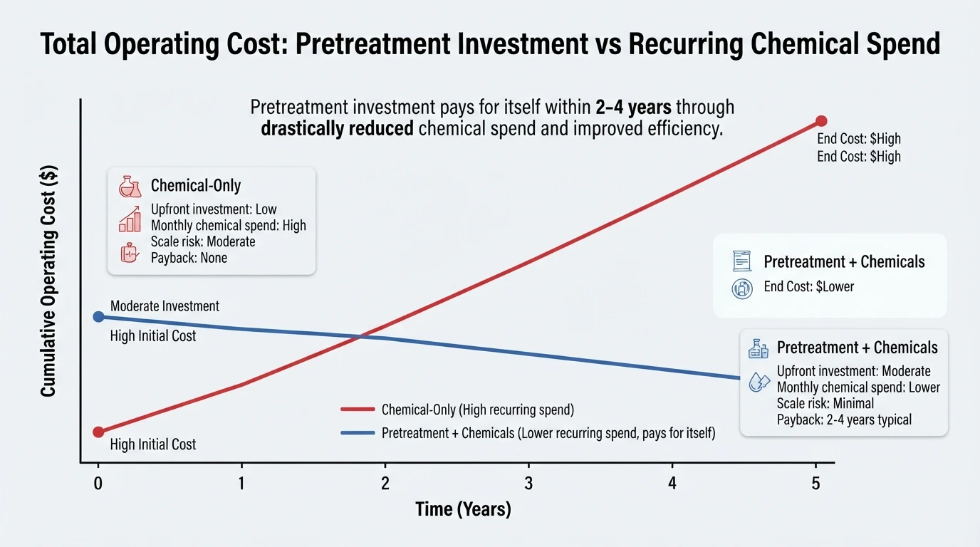 Five-year boiler operating cost comparison graph