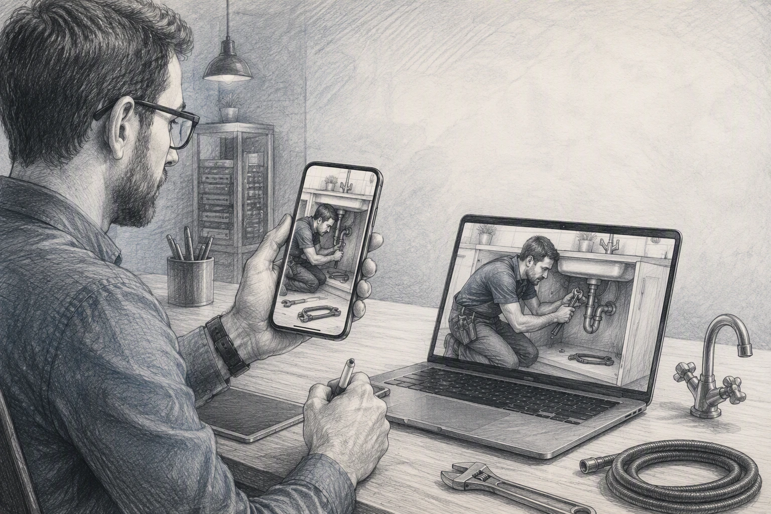 Developer inspects mobile rendering of a service page