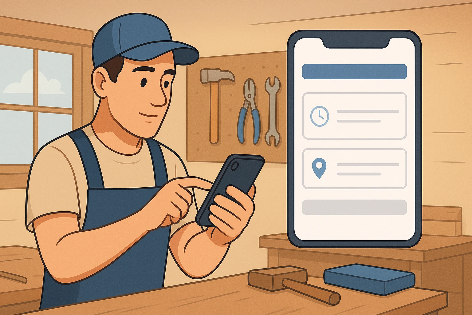 Owner updating business hours on smartphone