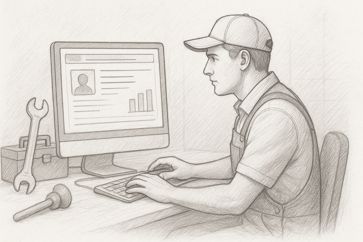 Plumber updating business hours on desktop