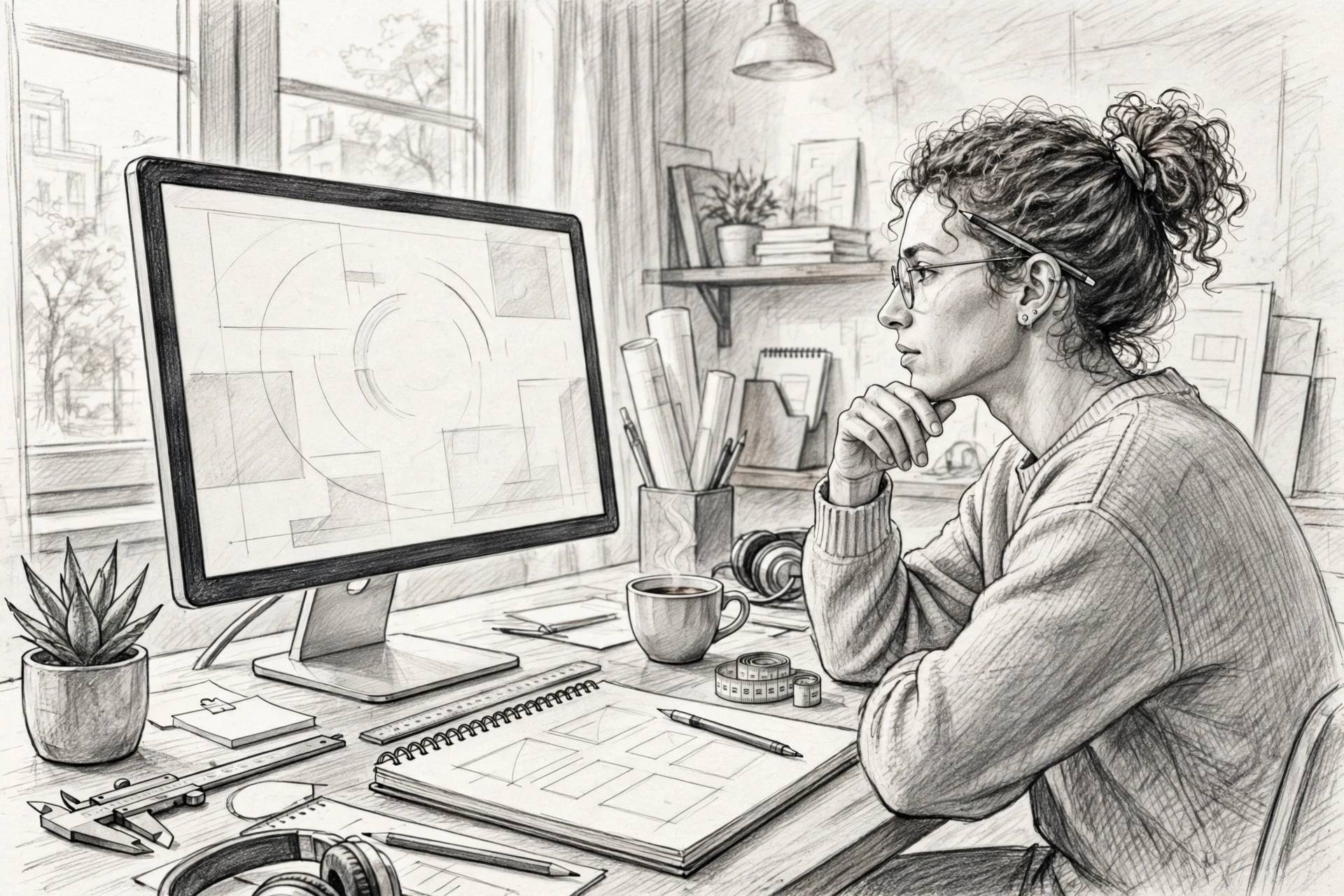 Designer reviewing page speed metrics on monitor