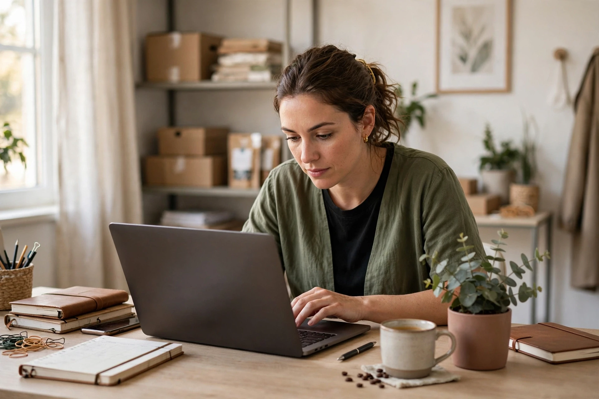 Small business owner reviewing lead pipeline