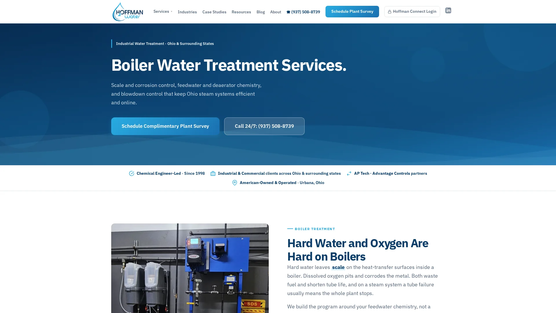 Hoffman Water boiler treatment services