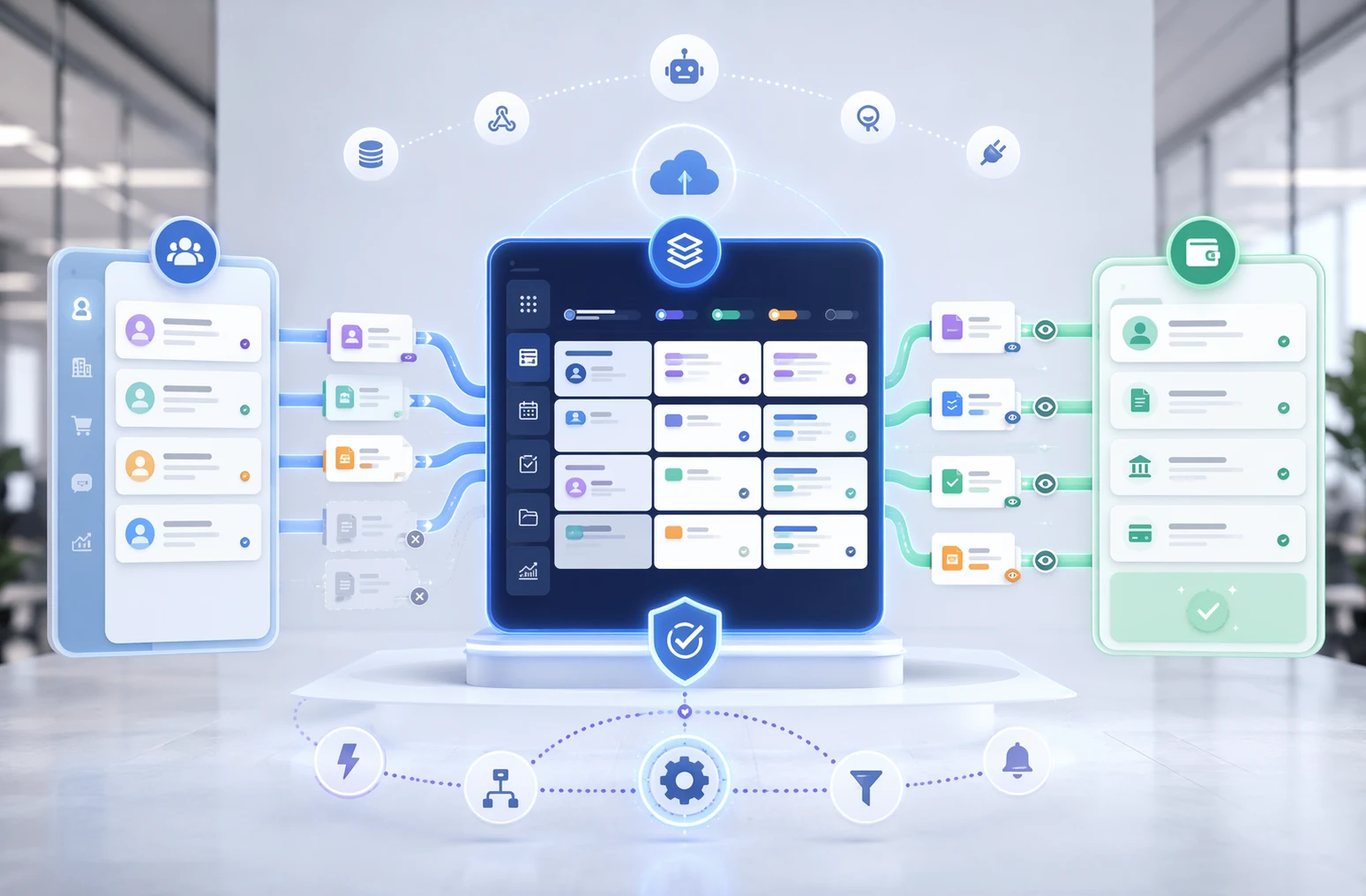Flowchart of data moving from CRM to project and billing tools