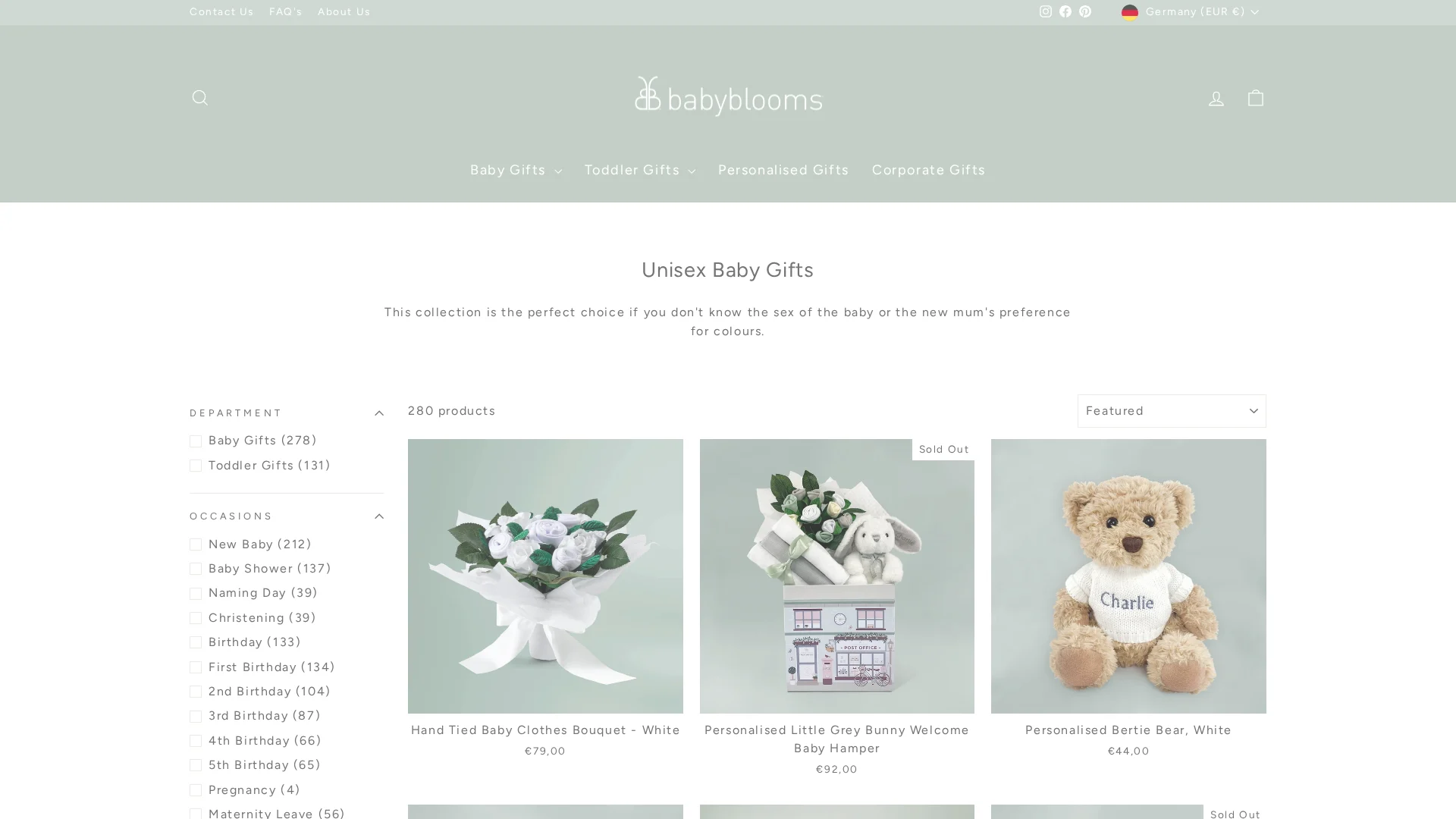 Babyblooms newborn gift sets and hampers