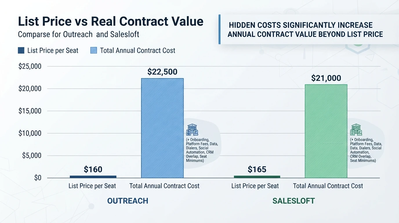 Bar chart of list price versus total annual contract cost