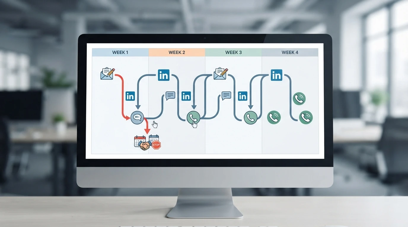 Timeline of connected communication milestones on a desk