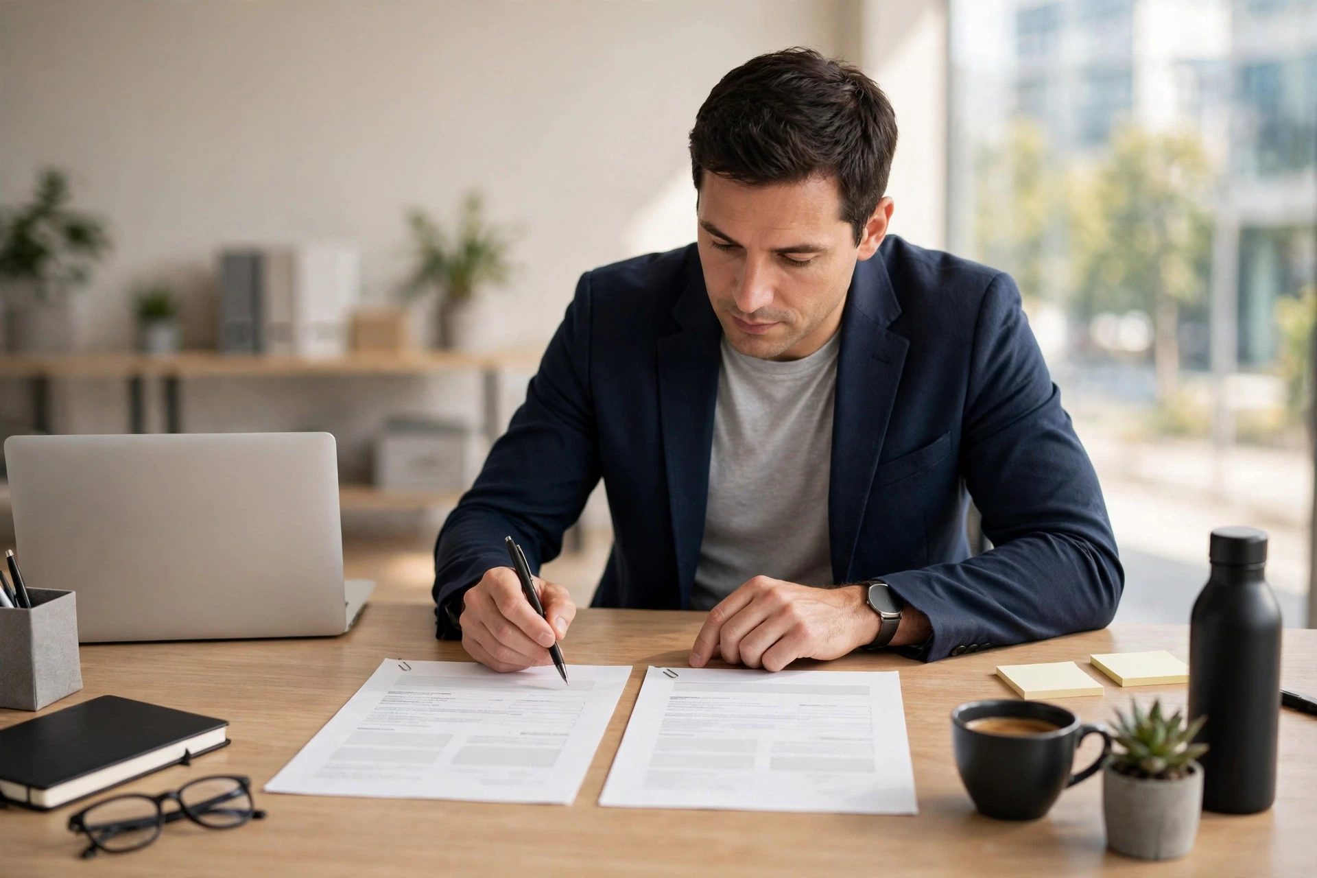 Sales lead compares two CRM licenses at desk