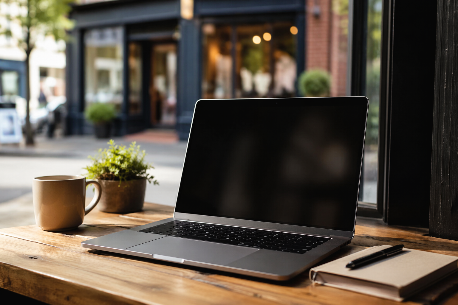 Laptop displaying online storefront interface
