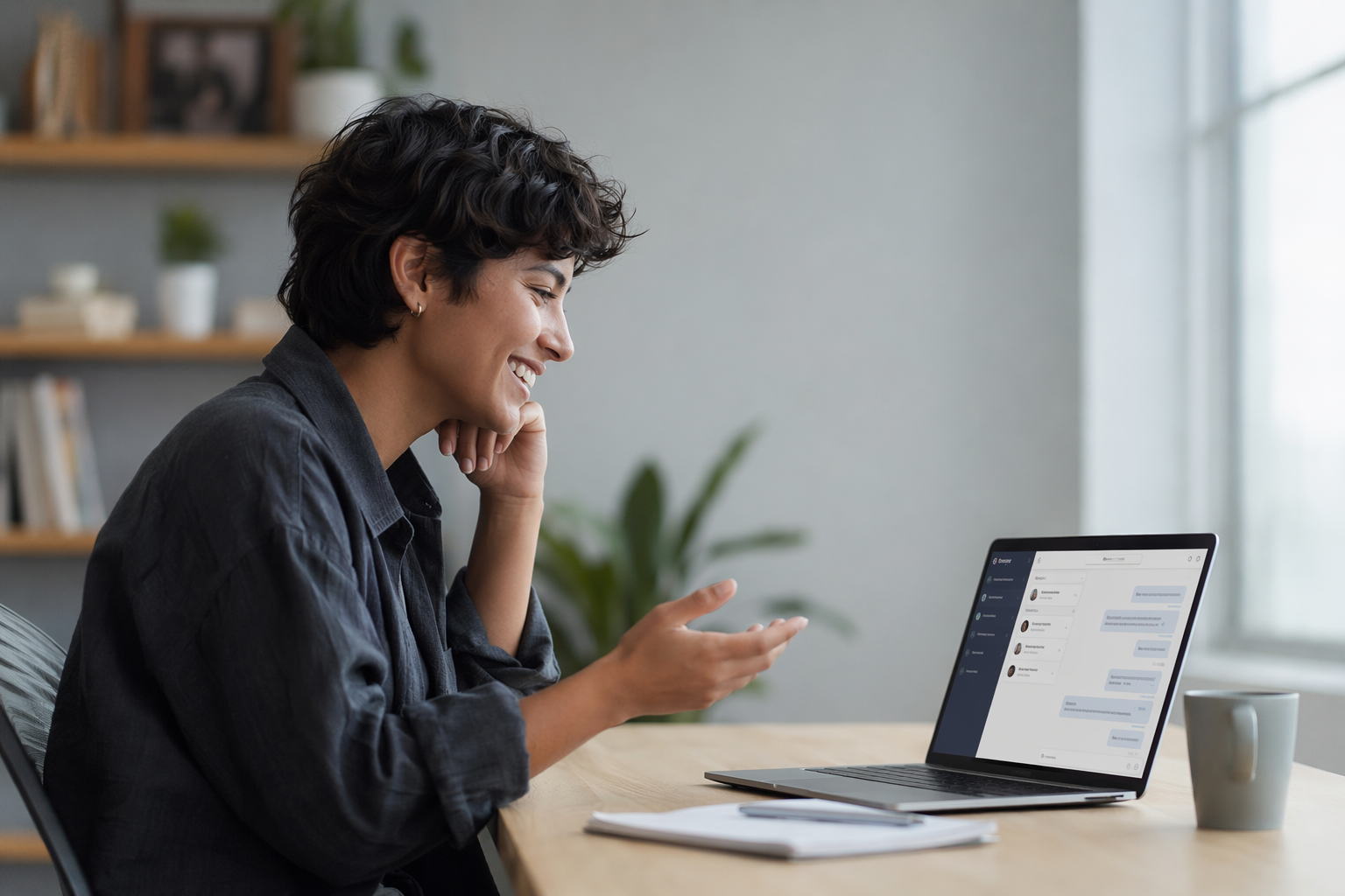 Person engaging in live chat support