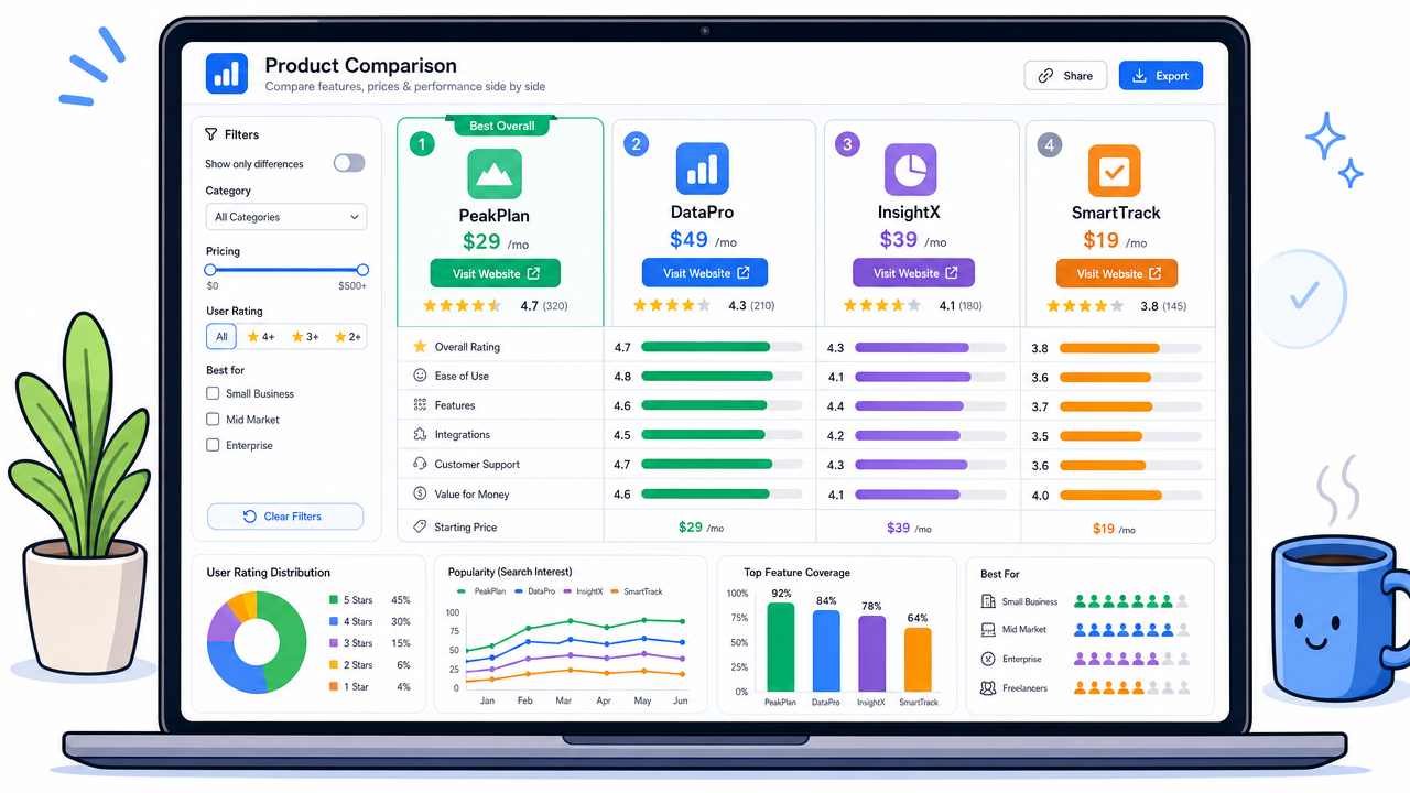 Cartoon comparison dashboard screenshot