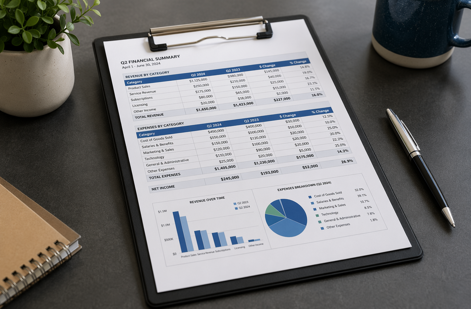 A clipboard with a printed spreadsheet