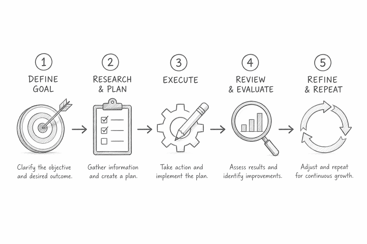 Pencil sketch of a workflow diagram