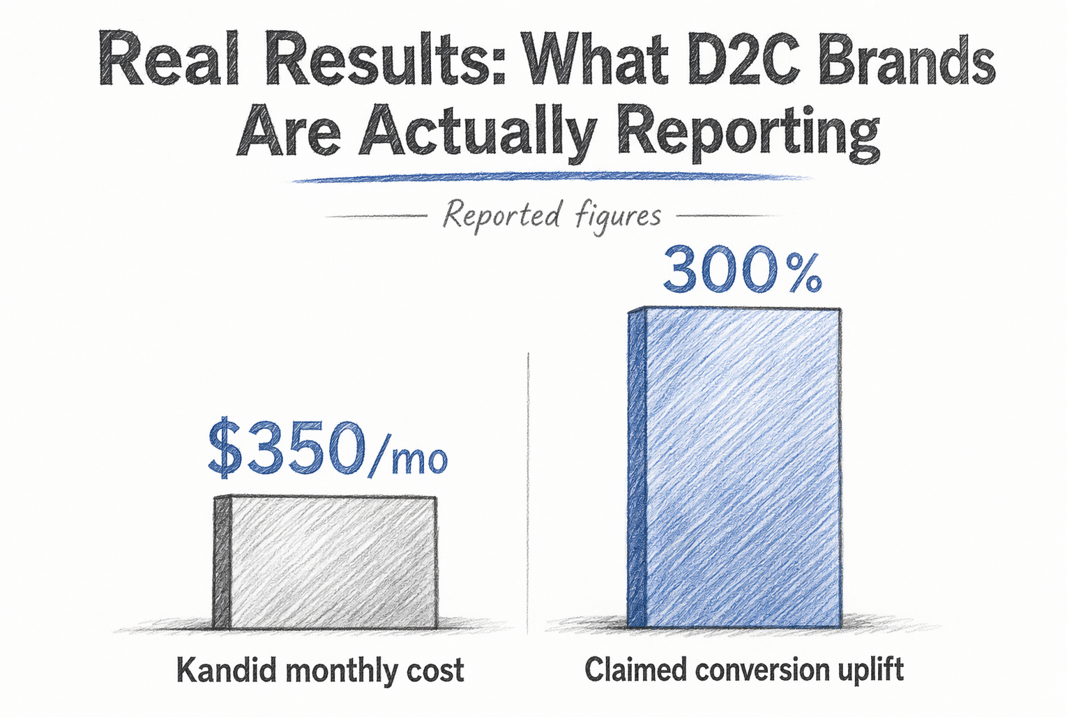 Pencil sketch bar chart comparing Kandid cost and conversion uplift