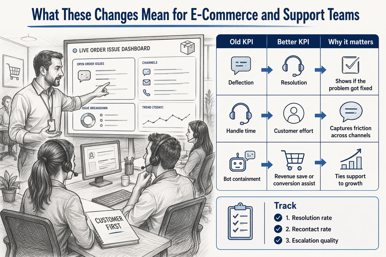 Support agent coaching with KPI comparison chart