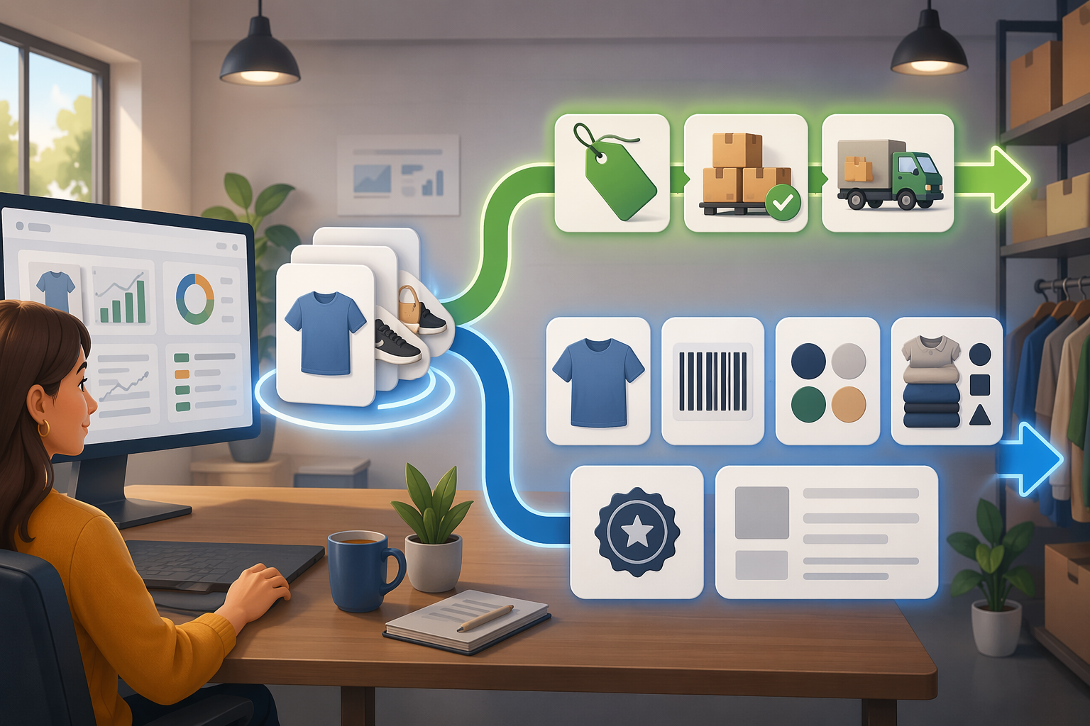 Flowchart illustrating product data update process in e-commerce