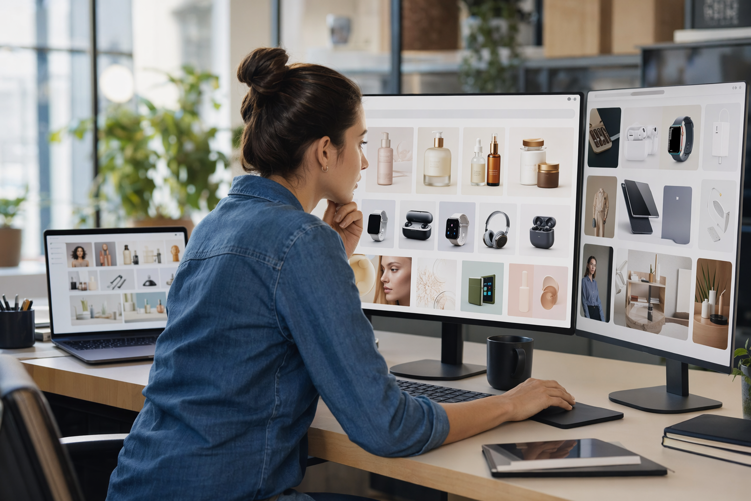 Merchandising manager reviewing live ecommerce dashboard