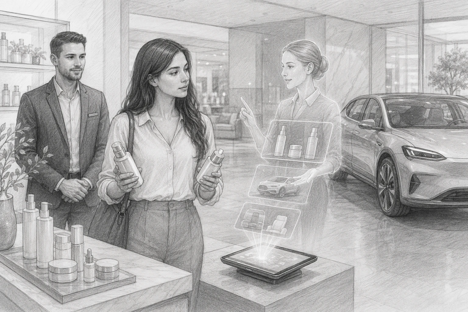 AI sales agent assisting shopper with product comparison