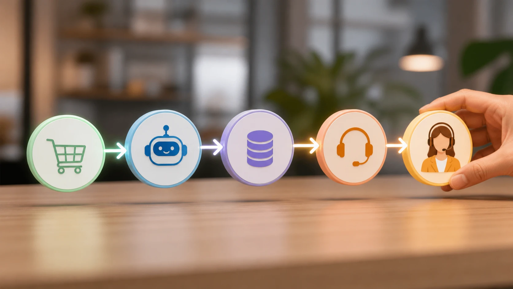 Ecommerce helpdesk workflow with chatbot and human handoff