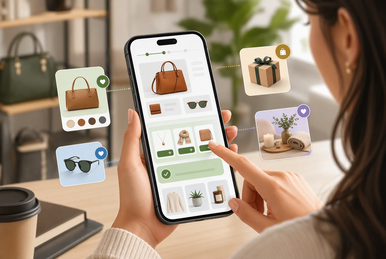 Mobile shopper reviewing personalized upsell offers on checkout screen