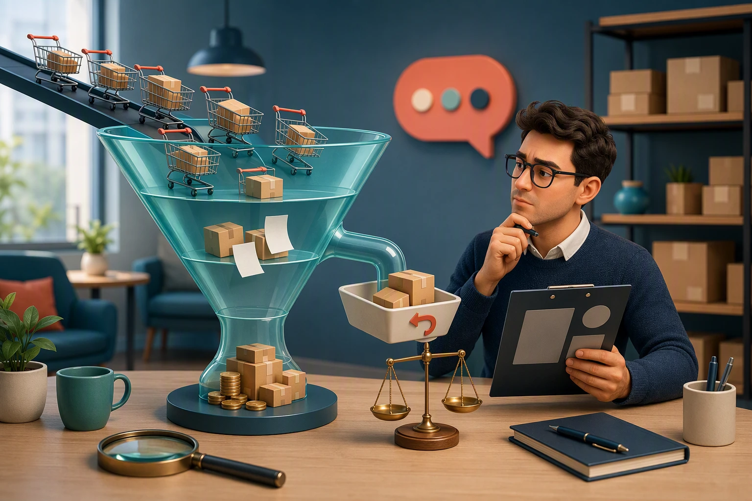 Ecommerce funnel with profit flow visualization